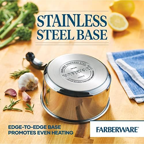 Farberware Classic Series Stainless Steel Sauce Pan with Lid, 1 Qt, Silver
