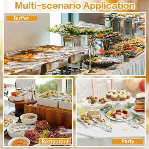 Mwellewm 40 Pc Serving Tongs 9 Inch Bulk Reusable or Disposable Plastic Tongs Heavy Duty Hard Plastic Serving Utensils Set Large Salad Tong for Kitchen Party Food Buffet Appetizer Catering (Clear)