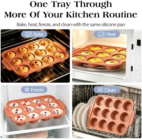 Silicone Muffin Pans for Baking with Metal Reinforced Frame