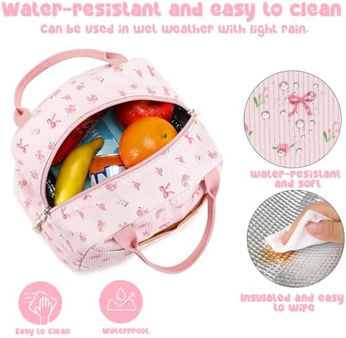 Bluboon Lunch Bag for Women Men Cute Corduroy Lunch Tote Bags Reusable Insulated Lunch Box Large Capacity Reusable Insulated Cooler for Work Picnic or Travel