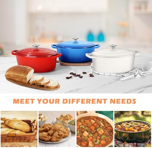 TeamFar Oval Dutch Oven, 5qt Enameled Cast Iron Dutch Oven Pot with Lid