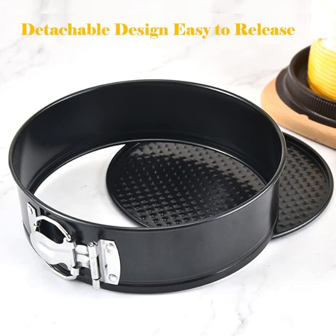 Tellshun 4 Pack Springform Pan Tins Set 4, 7, 9,10 Inch Baking Mold Round Leakproof Nonstick Removable Bottom Bakeware for Cake Cheesecakes Pie Pizza and Quiches