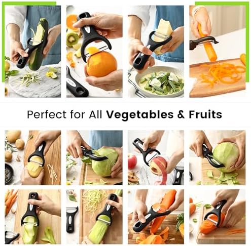 Spring Chef 3pcs Vegetable Peelers for Kitchen, Swivel, Y & Julienne Peeler