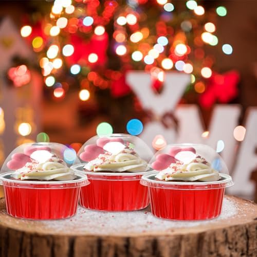 LNYZQUS 5oz Cupcake Tins with Dome Lids, Dot Cake Cups Mini Cake Pans