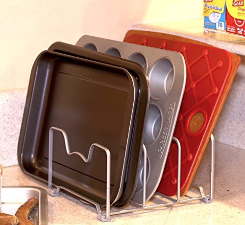 Simple Houseware Cabinet Bakeware Organizer Rack Holder, 2 Pack, Silver