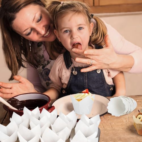 120PCS White Tulip Cupcake Liners for Baking Cups, Muffin Liners Holders