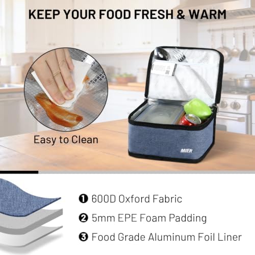 MIER 9-Can Mini Lunchbox Cooler Small Lunch Box Bag for Kids Adults, Blue
