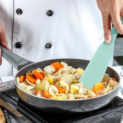 Zopeal 2 Pcs Crepe Spatula Narrow Silicone Long Non Stick, Light Blue