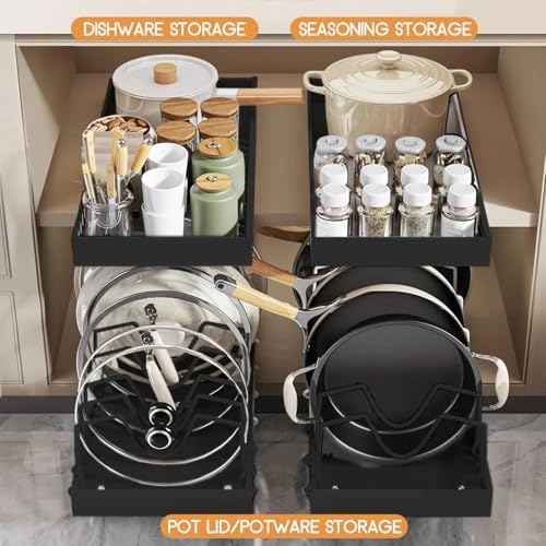 XIAPIA 2 Pack Pull Out Pots and Pans Organizer Under Kitchen Cabinet