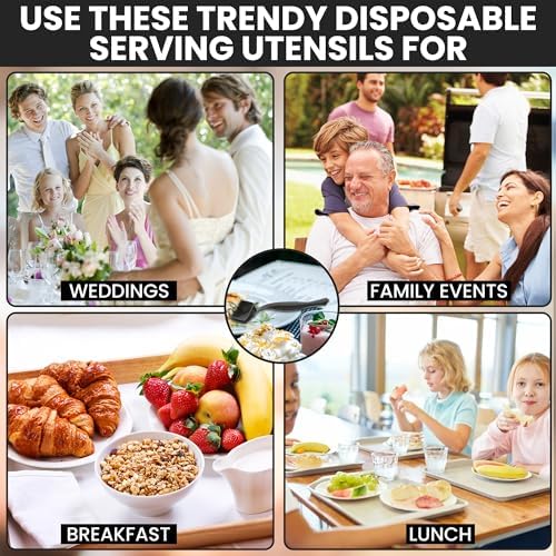 8.5" Black Plastic Serving Spoons for Buffet, Bulk 72 Count, Heavy Duty Disposable Spoon, Large Plastic Serving Utensils for Catering Supplies, Events, Party, Weddings & More – C&S Event Supply Co.