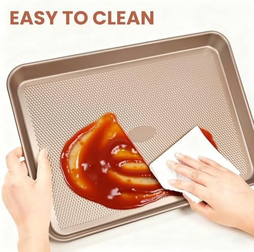 2-Pack Heavy Duty Baking Sheets with 250 Pre-Cut Parchment Papers | 17.5"x11.8" Nonstick Carbon Steel Cookie Sheets for Oven | Warp-Resistant Half Sheet Pans for Meal Prep & Roasting