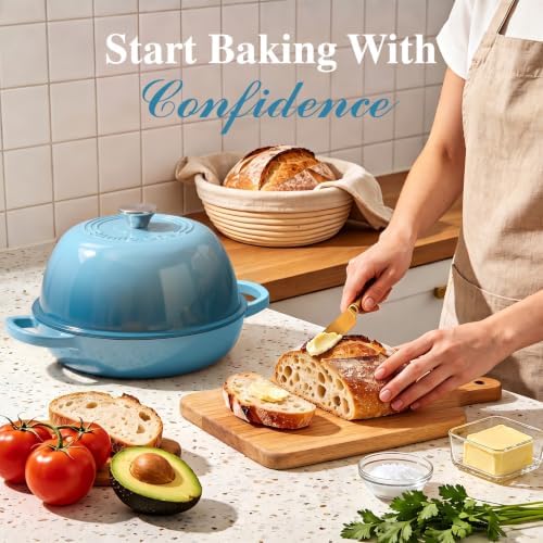 Umite Chef 6QT Enameled Cast Iron Dutch Oven Bread Baking Gift Set