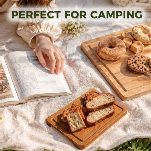 Kikcoin 9"×6" Small Bamboo Cutting Board with Handle, Deep-Carbonized