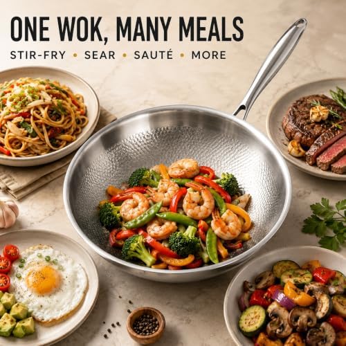 Toutrop Titanium Hammered Pan Pro with Lid, Durable Scratch-Resistant Titanium Frying Pans for Cooking Non Stick, Even Heating for Cooking, Nutritious Pan for Cooking