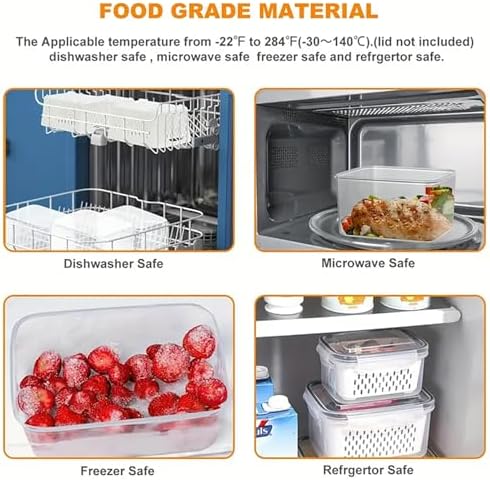 3pcs 4 in 1 Fruit Storage Containers for Fridge with Removable Colanders