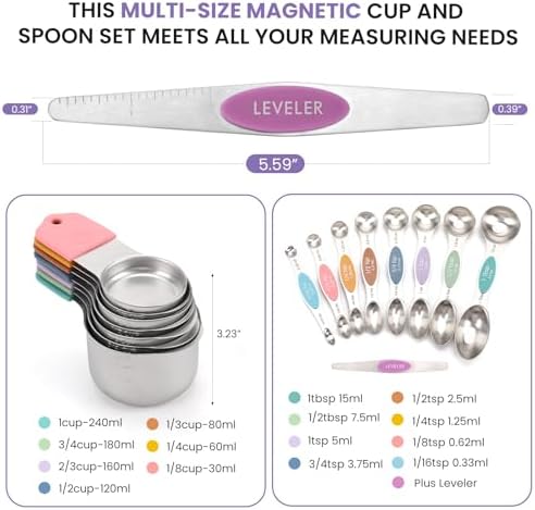Magnetic Measuring Cups and Spoons Set-Heavy Duty 304 Stainless Steel