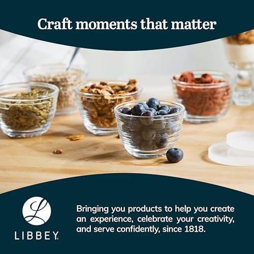 Libbey Small Glass Bowls with Lids Set of 8, Food Storage Prep Containers