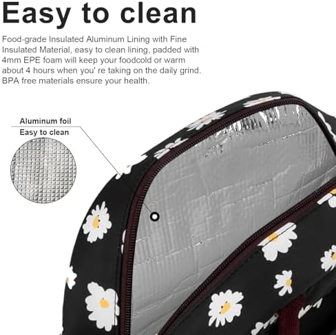 BALORAY Lunch Bag for Women Men Adult Lunch Box (Daisy), M