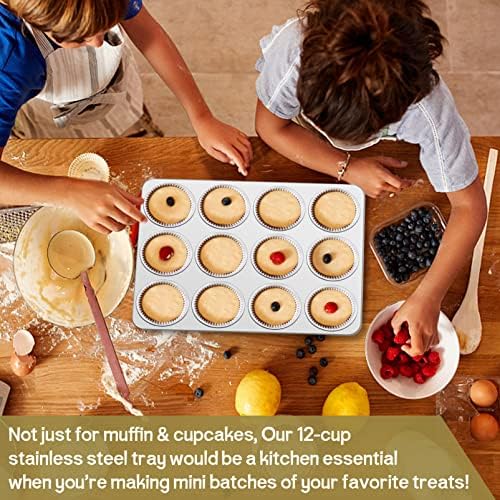 TeamFar 12-Cup Muffin Pan, Stainless Steel Muffin Tin