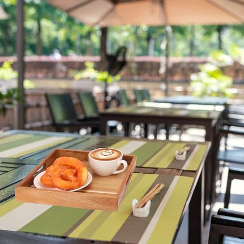 4 PCS Acacia Wood Serving Tray with Handles - 10 Inch Square Wooden Tray with Handles, Ideal as Breakfast, Coffee Table, Decorative, Serving(1.75 Inch Thickness)
