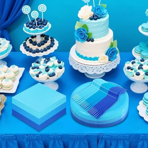 Serves 35 Guests Dusty Blue Plates and Napkins Party Supplies
