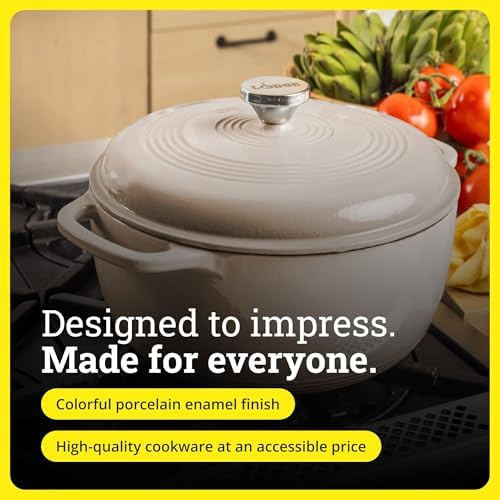 Lodge Essential Enamel Cast Iron Dutch Oven, 6 Quart, Sandalwood