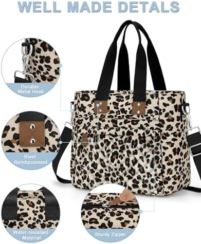 Capolo Lunch Bag for Women,Large Insulated Lunchbox Tote Reusable,L-Leopard