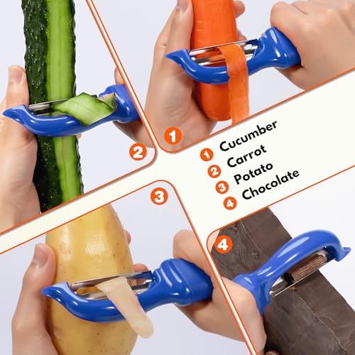 Rainspire Vegetable Peeler Potato Peelers for Kitchen, Sharp Stainless Steel Blades Veggie, Comfortable Handle Fruit Peeler, Carrot Peeler Apple Peeler Dishwasher Safe, Dark Blue, 1-Pack