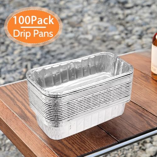 6498 6417 Grill Drip Pans, Aluminum Foil Pans, 100 Pack, 11x 5 Inch