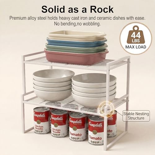 Stackable Kitchen Cabinet Organizer Shelves Pantry Rack Set of 2