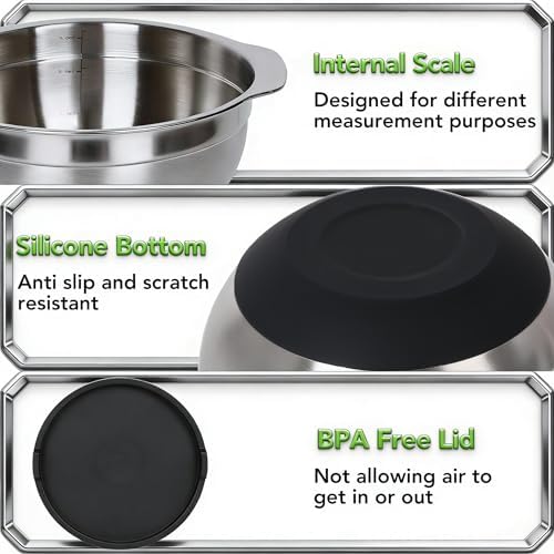 304 Stainless Steel Colander, 5 QT Large Capacity and 5QT Mixing Bowl, 2mm Micropore Strainer for Washing Rice, Fruit, and Veggies, Perfect Draining for Cooked Pasta