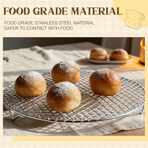 2 Pack 13 Inch Round Cooling Rack, 201 Stainless Steel with Legs