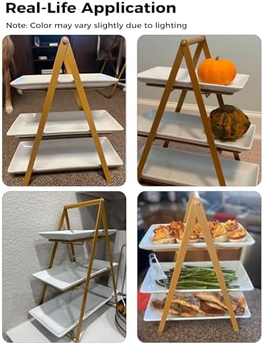 YHOSSEUN 3 Tier Serving Tray, 10+12+14 Inch Serving Platters and Tray, Gold