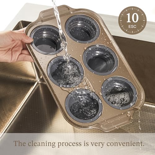2-Pack Foldable Nonstick Silicone Muffin Pans For Baking, 6 Cups Cupcake Tin, Egg Molds, Baking For Brownies. Easy To Pop And Clean. Dishwasher Safe BPA Free.