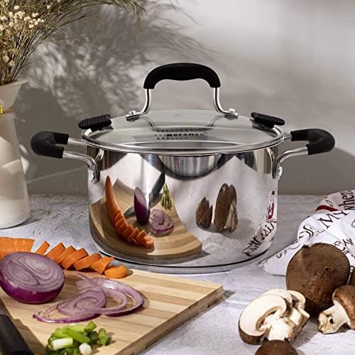 Rorence 3.7 Quart Stainless Steel Stock Pot with Lid, Pasta Pot for Cooking