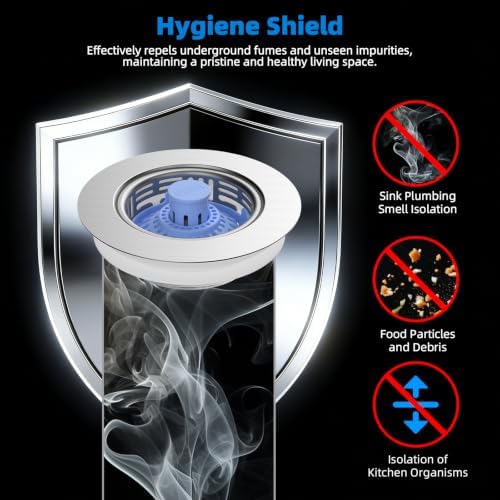 Hibbent 3 in 1 Kitchen Sink Drain Strainer, Metal Pop Up Stopper