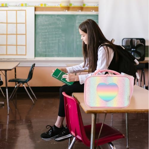 GYEUKHAM Insulated Lunch Box for School, Thermal Reusable Durable Freezable Lunch Bags for Kids Boys Girls Men Women - Small Soft Cooler Portable Lunch Tote Kit for Work Picnic Travel,Rainbow Glitter