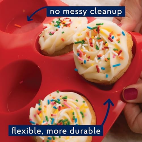 Mrs. Anderson's Baking Silicone 12-Cup Muffin Pan Baking Mold, BPA Free, Non-Stick European-Grade Silicone, 13.5 x 10 x 1.25-Inches