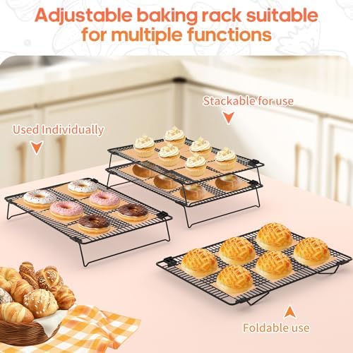 3-Tier Cooling Racks for Cooking and Baking, 17"x11" Heavy Duty