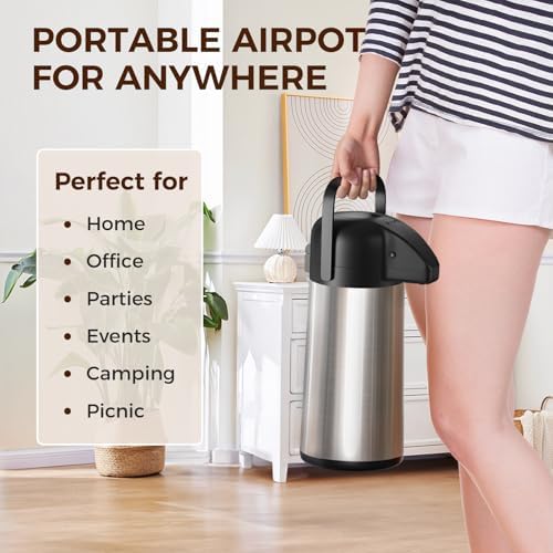 Coffee Carafe for Keeping Hot, 85OZ Airpot Coffee Dispenser with Pump