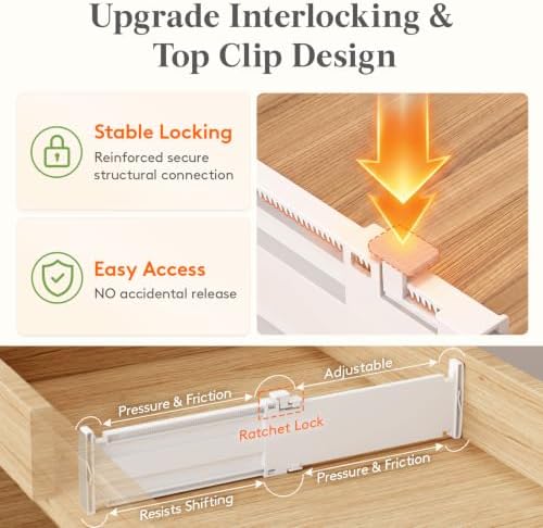 Lifewit 3.2" High Drawer Dividers for Clothes, Adjustable Drawer Organizers
