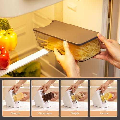 ONCE FOR ALL Safe Mandoline Slicer Pro, Veggie Slicer with Container, Gray