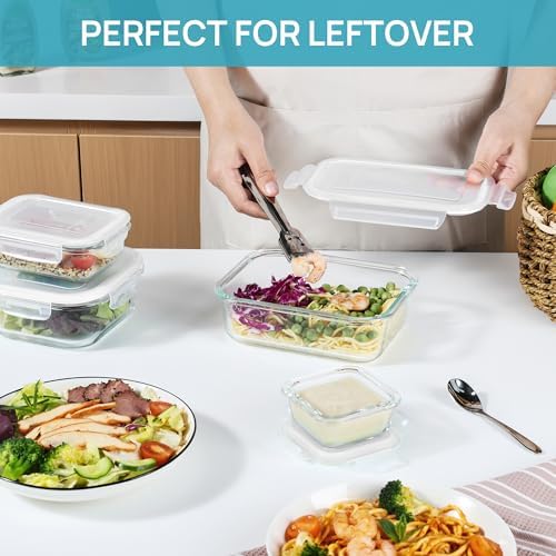 Vtopmart 8 Pack Glass Food Storage Containers with Airtight Lids