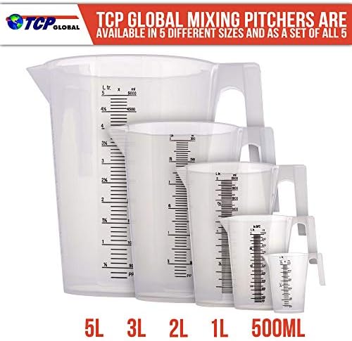 TCP Global 2 Liter (2000ml) Plastic Graduated Measuring and Mixing Pitcher