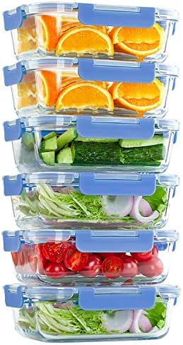 UMEIED 10 Pack Glass Food Storage Containers with Lids Leakproof, Airtight Glass Meal Prep Containers For Lunch, On The Go, Leftover, Dishwasher Safe