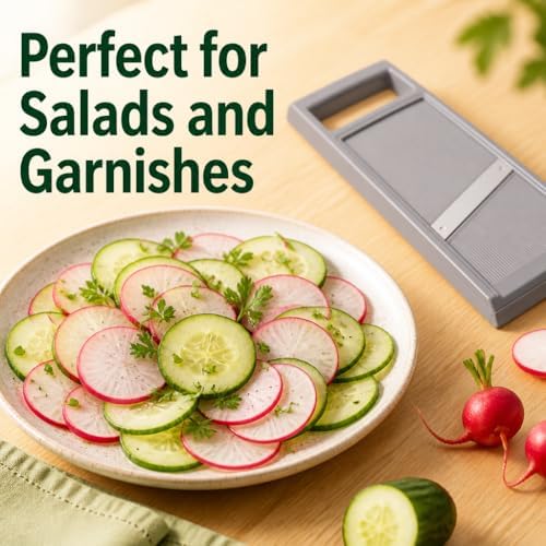 Handheld Potato Slicer & French Fry Cutter, Stainless Steel Manual Vegetable Slicer for Homemade Fries, Carrot, Zucchini, Easy-Grip Slicer, 4.25x10.8 Inch Kitchen Gadget(Grey)