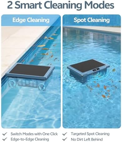 T1B Solar Powered Pool Skimmer Robot, Automatic Robotic Pool Surface Skimmer Cleaner with 24/7 Cleaning, Auto-Dock, Dual Charging Modes, Inground & Above-Ground Pools(Blue)