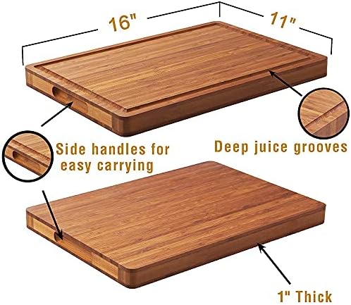 Allsum Extra Thick Wood Cutting Board for Kitchen, Reversible and Durable