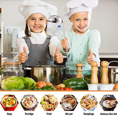 Cunhill 5 Pcs Soup Ladles Stainless Steel Serving Ladles with Long Handle for Serving, Cooking, Stirring, Portioning Kitchen Restaurant Accessories(3 oz)