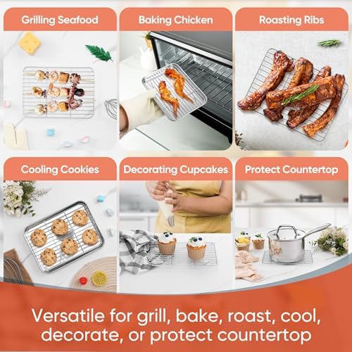 Homikit 4 PCS Baking Rack for Oven Cooking, 8.7” * 6.3” Small Cooling Racks